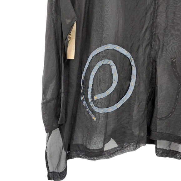 Mary Michele Vintage Women's Applique Button Front Sheer Top - S/M - Picture 6 of 8